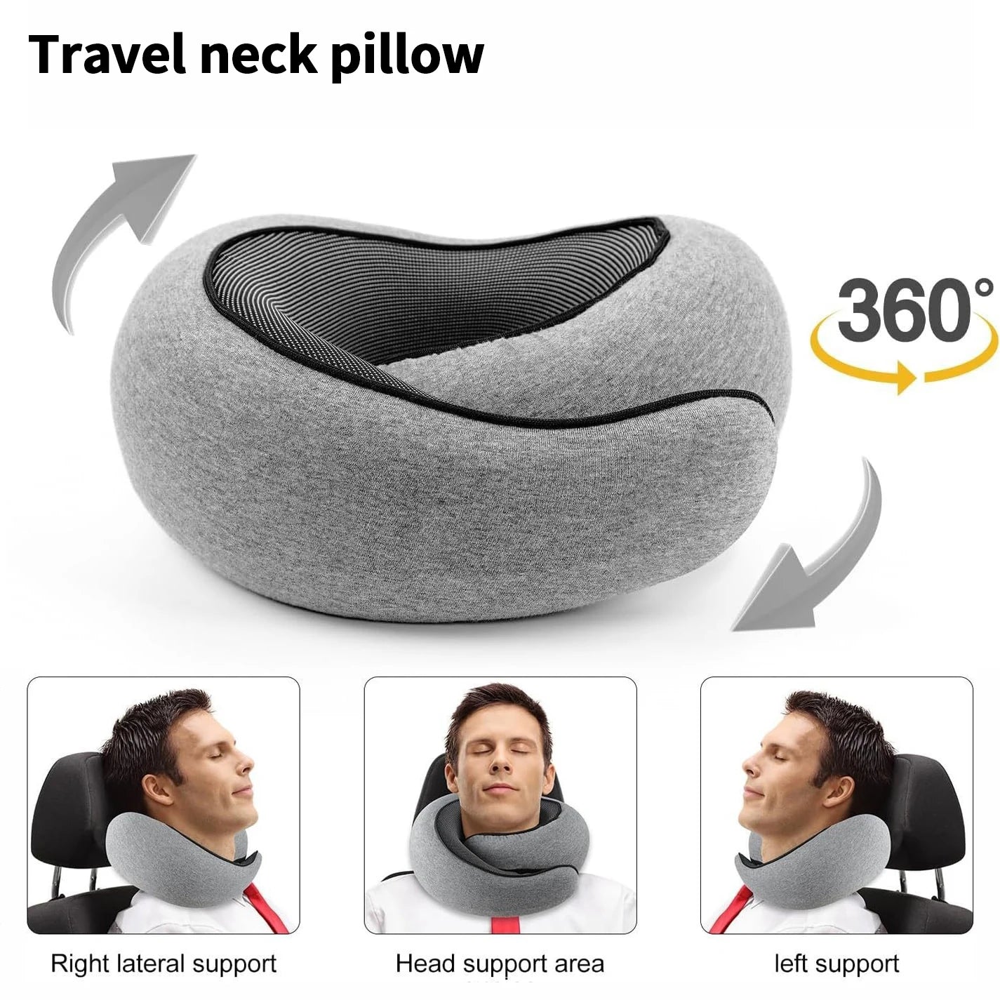 Almohada de Viaje Ajustable | Cojín Cervical Viscoelástico en Forma de U