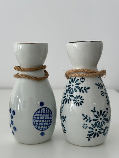 Set de Sake de Cerámica “Aoi” – Azul y Blanco