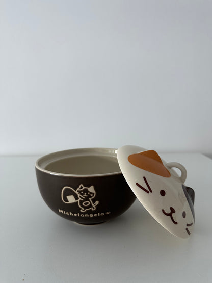 Cuenco de Cerámica “Neko” con Tapa – Sopas y Ramen (550 ml)