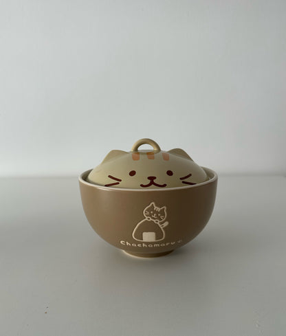 Cuenco de Cerámica “Neko” con Tapa – Sopas y Ramen (550 ml)